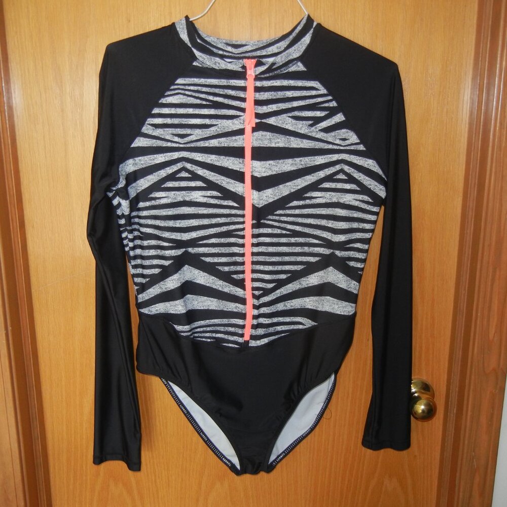 Speedo XL UV Protection Bathing Swim Suit Long-Sleeve Full Zip Crew Neck One Pc - Picture 2 of 13